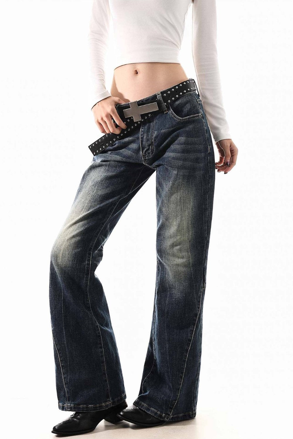 Y2K Angel Script Jeans