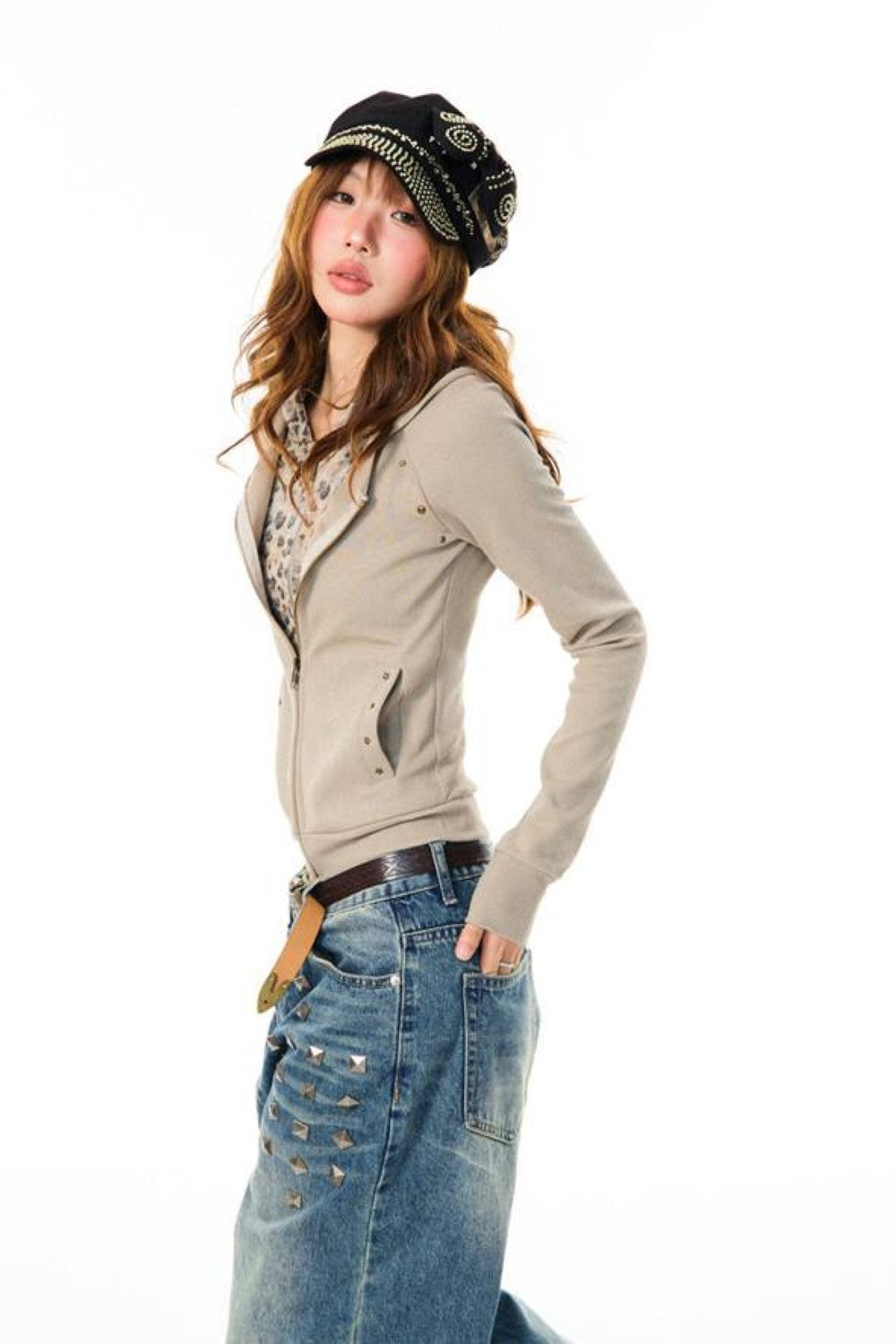 Layered Leopard Studded Jacket