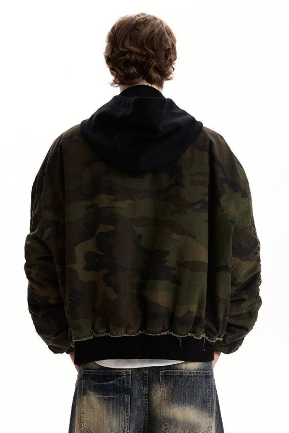 Camo Buckled Bomber Jacket