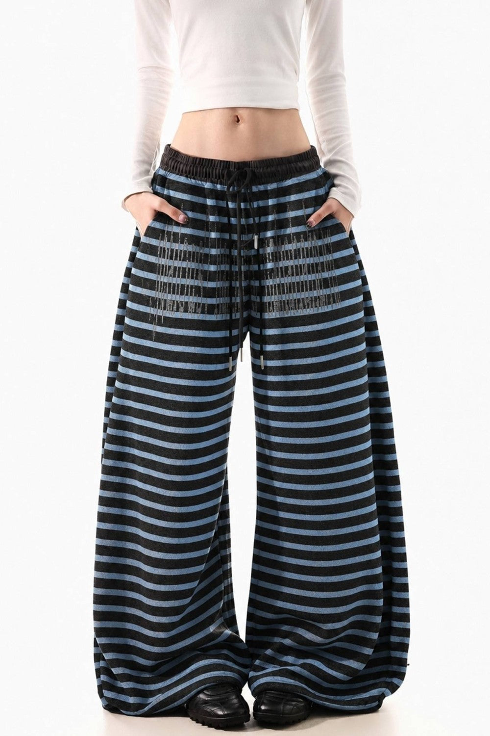 Stripe Script Barrel Sweatpants