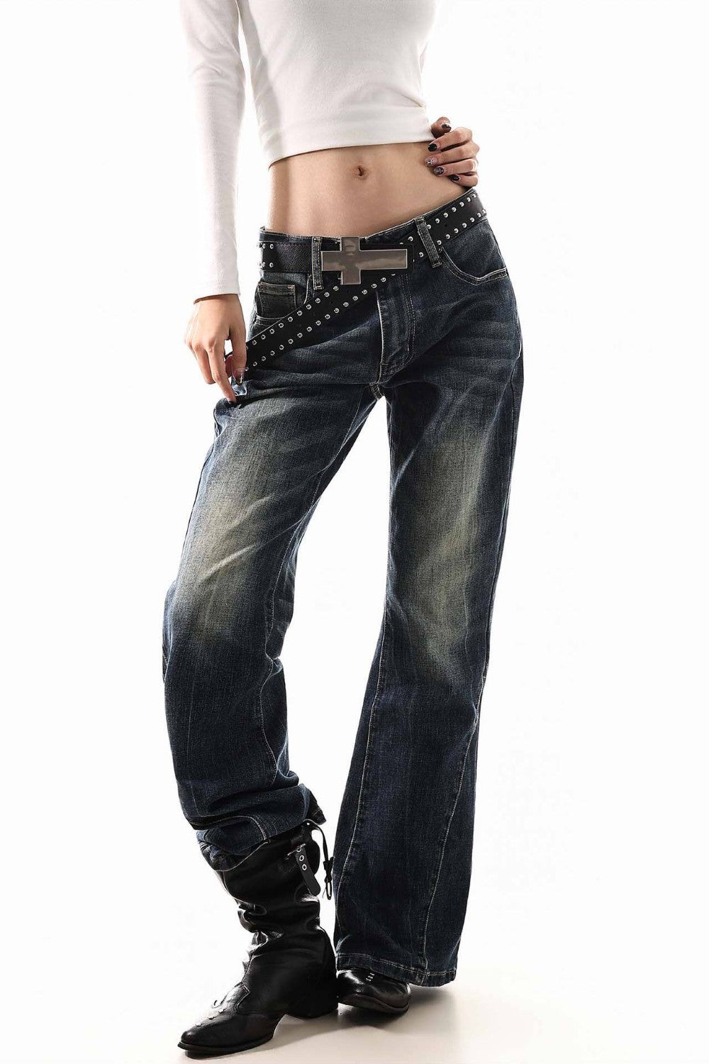 Y2K Angel Script Jeans