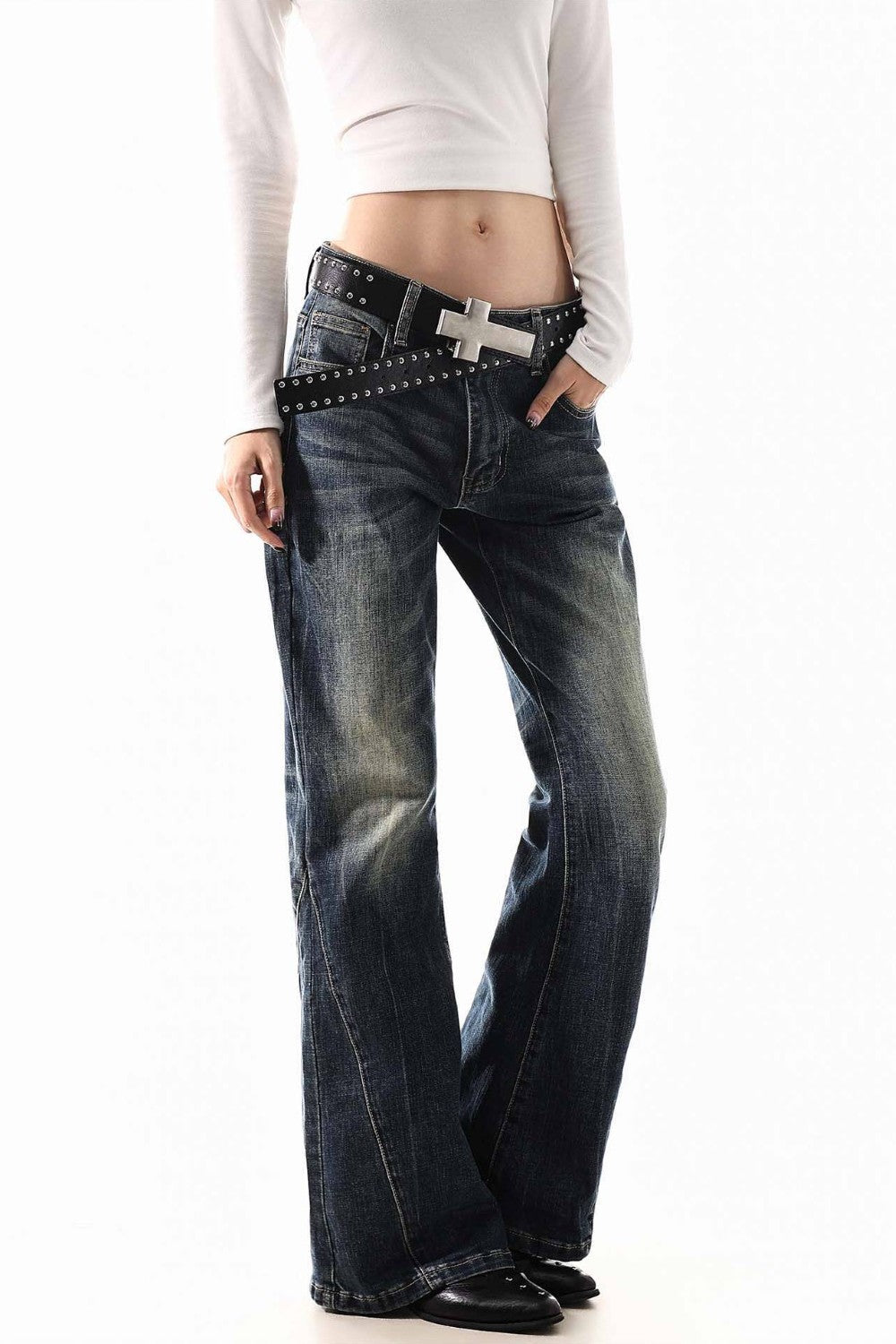 Y2K Angel Script Jeans
