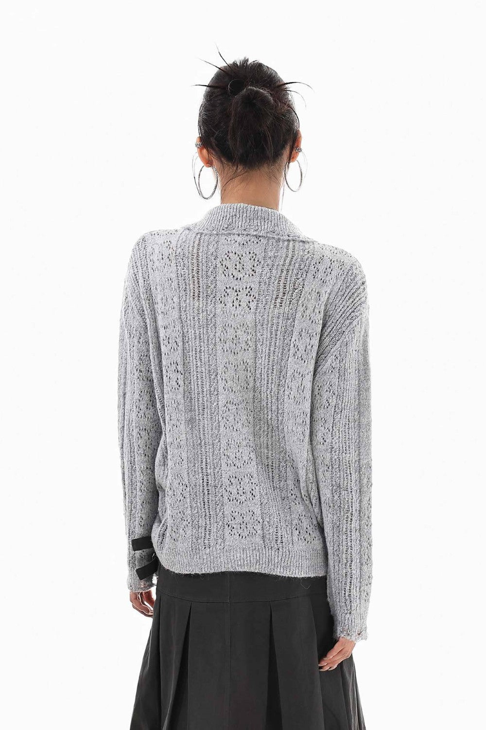 Silver Ruche Knit Cardigan