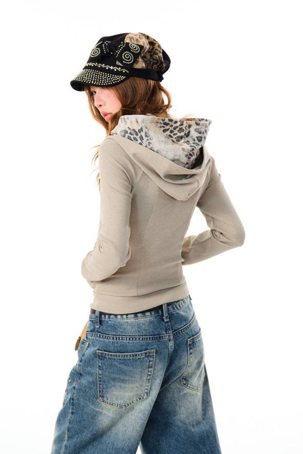 Layered Leopard Studded Jacket