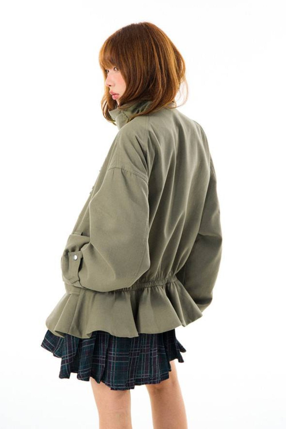 Olive Beaded Cinched Jacket