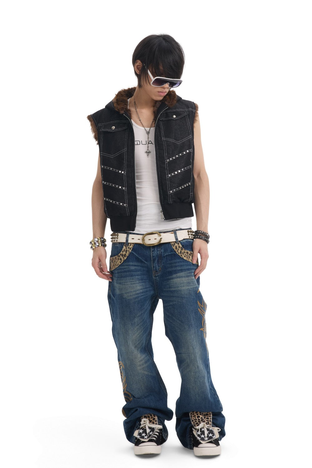 Reversible Leopard Denim Vest