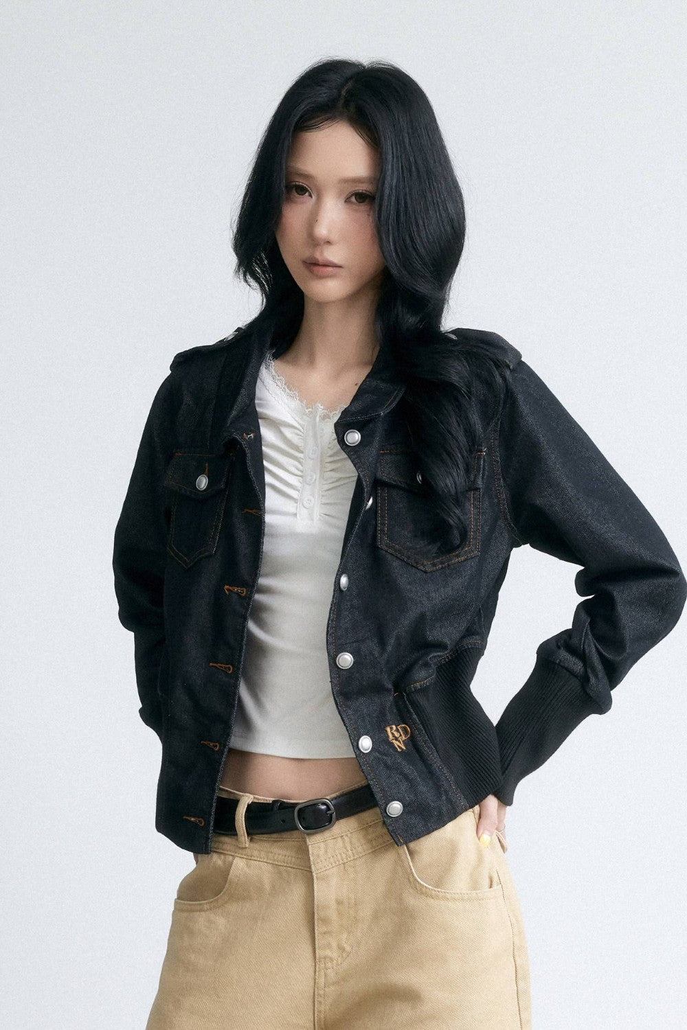Slim Button Cropped Jacket