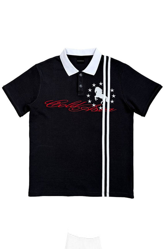 Black Victory Stripe Polo