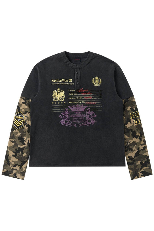Henley Camo Long Sleeve