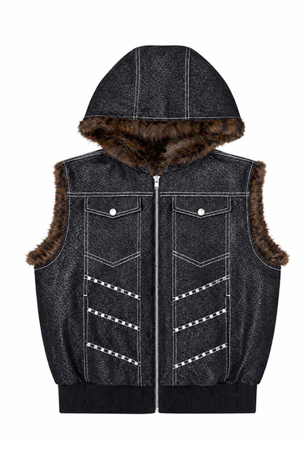 Reversible Leopard Denim Vest